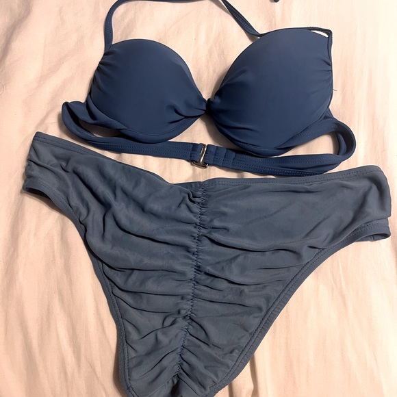 BLUE RUTCHED BIKINI SET - Picture 2 of 3